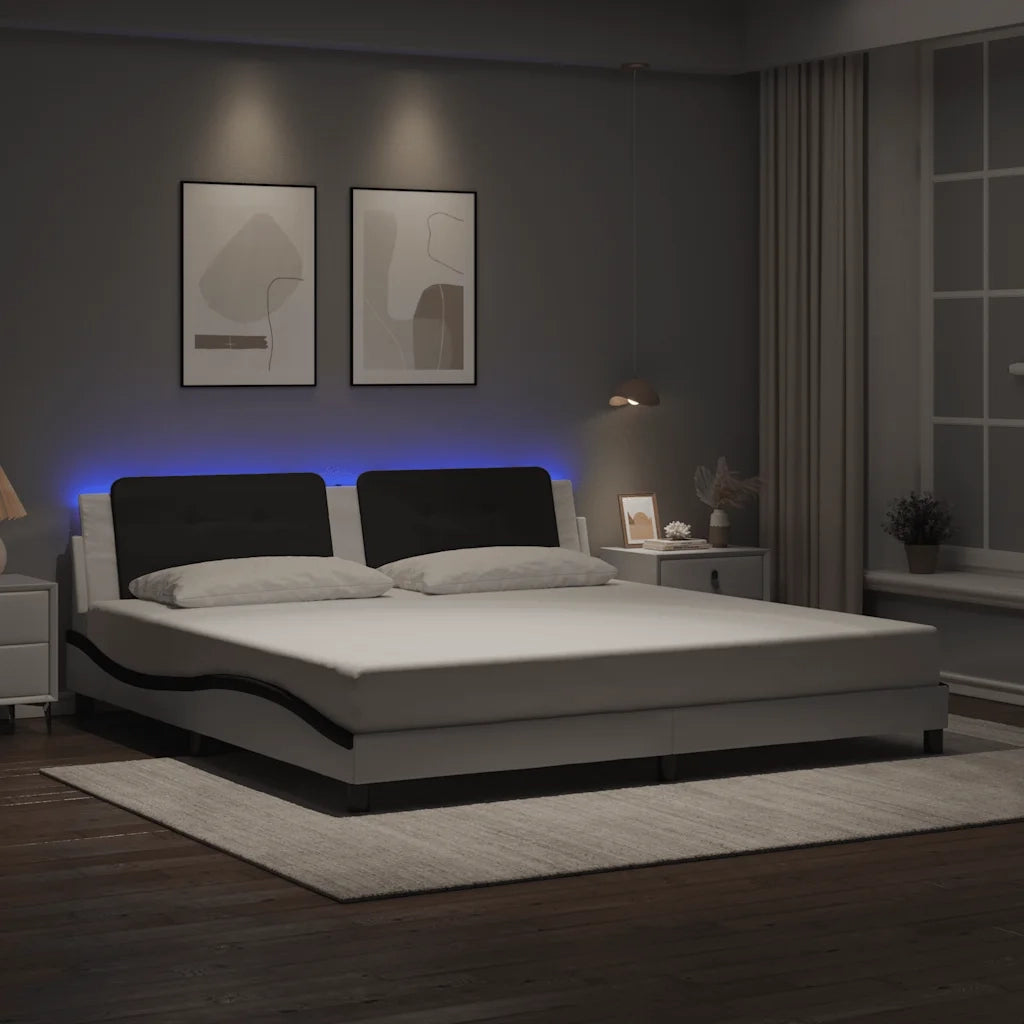Giroletto con LED senza Materasso Zadar Bianco e Nero 200x200 cm