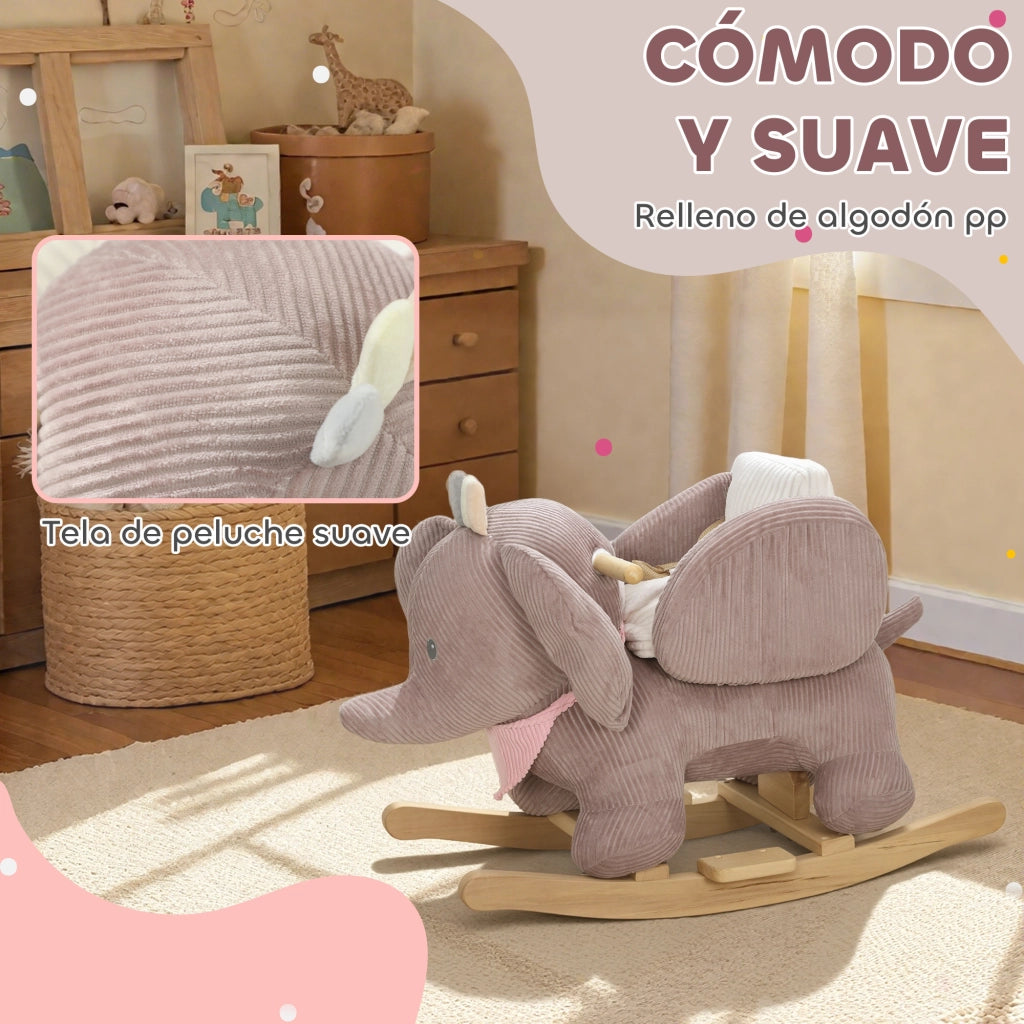 Dondolo per Bambini con Suono e Cintura di Sicurezza ¨C Minimal ¨C Legno Naturale