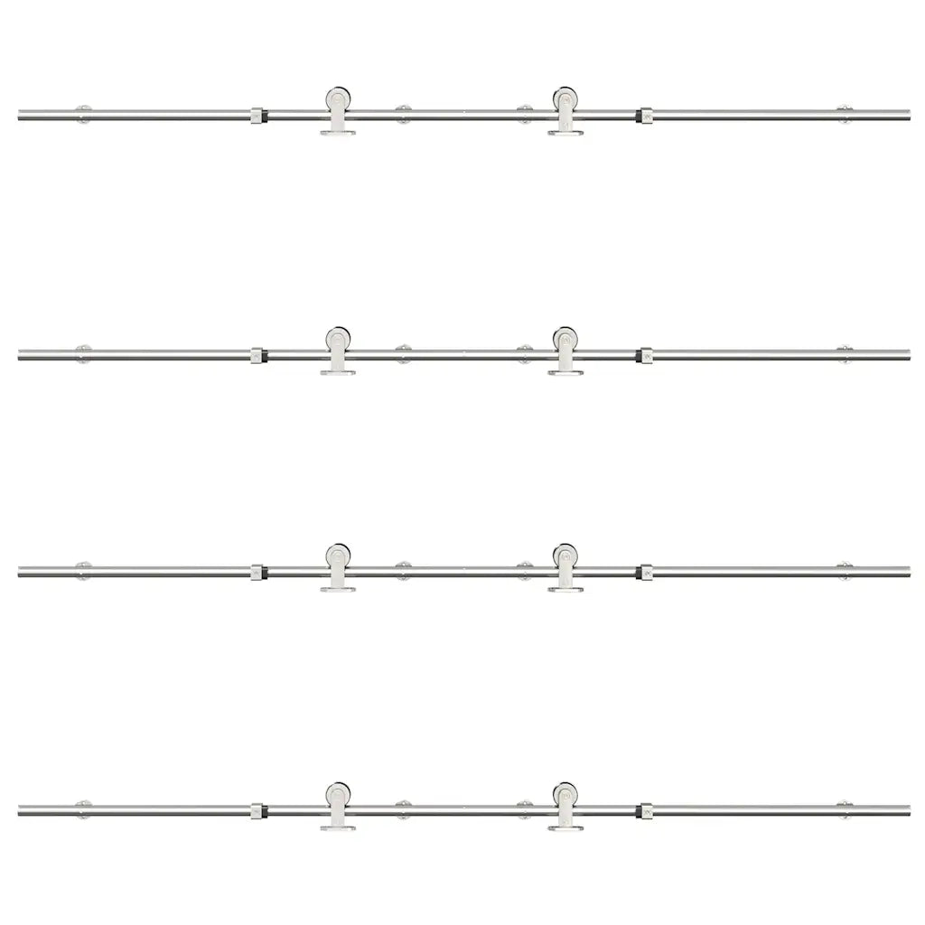 Kit Binari Porta Scorrevole 400 cm Acciaio Inossidabile Argento 3295772