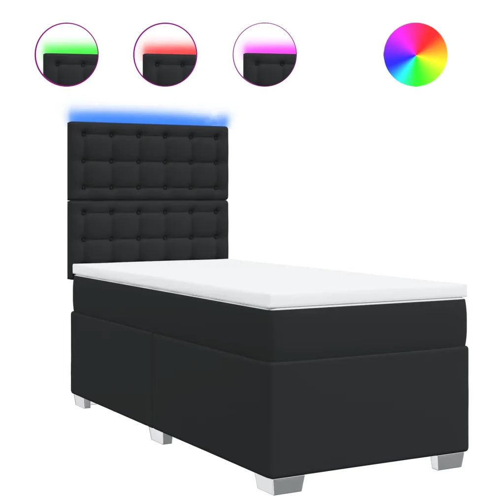 Giroletto a Molle con Materasso Nero 80x200 cm in Similpelle