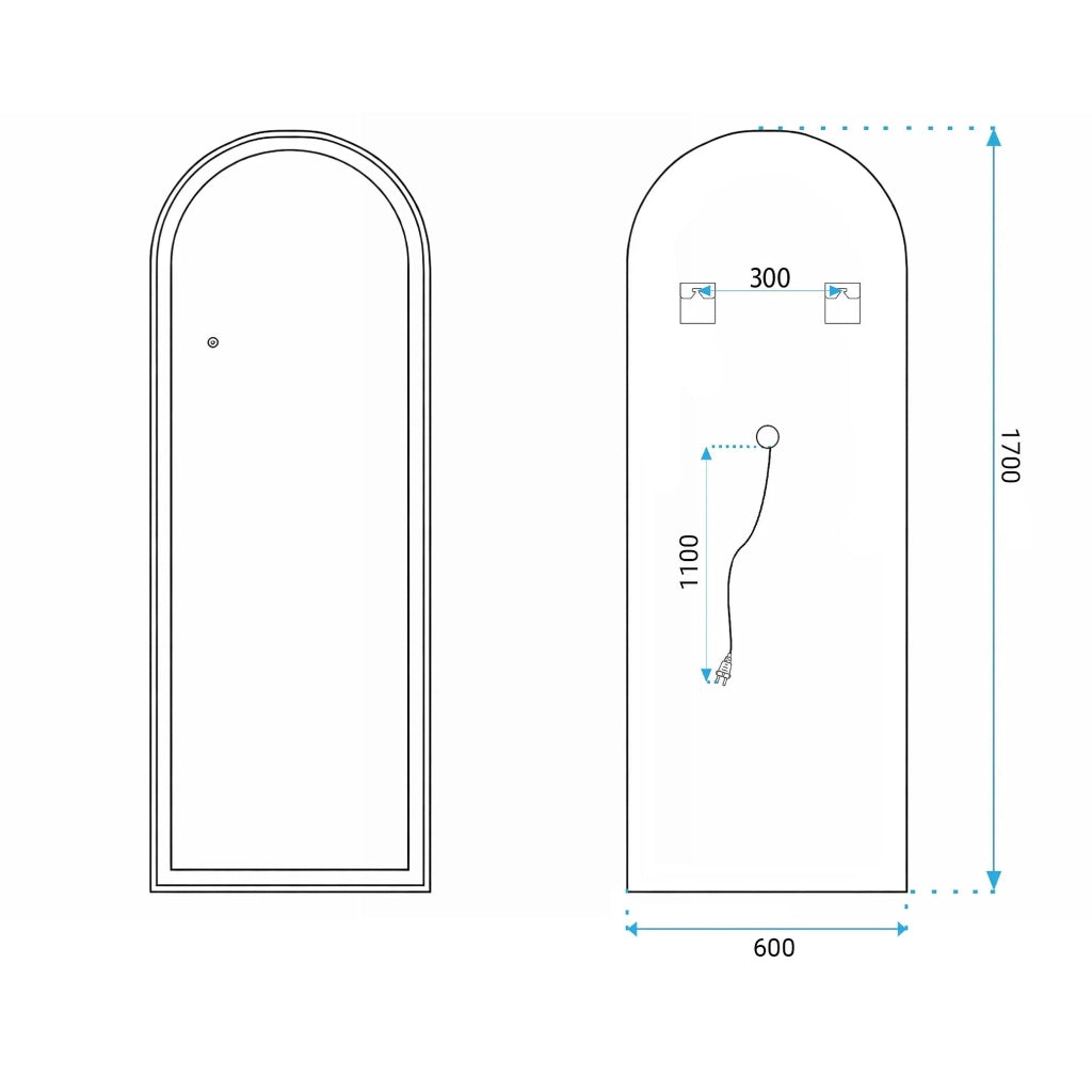 Specchio Led Orbit 60x170cm Black