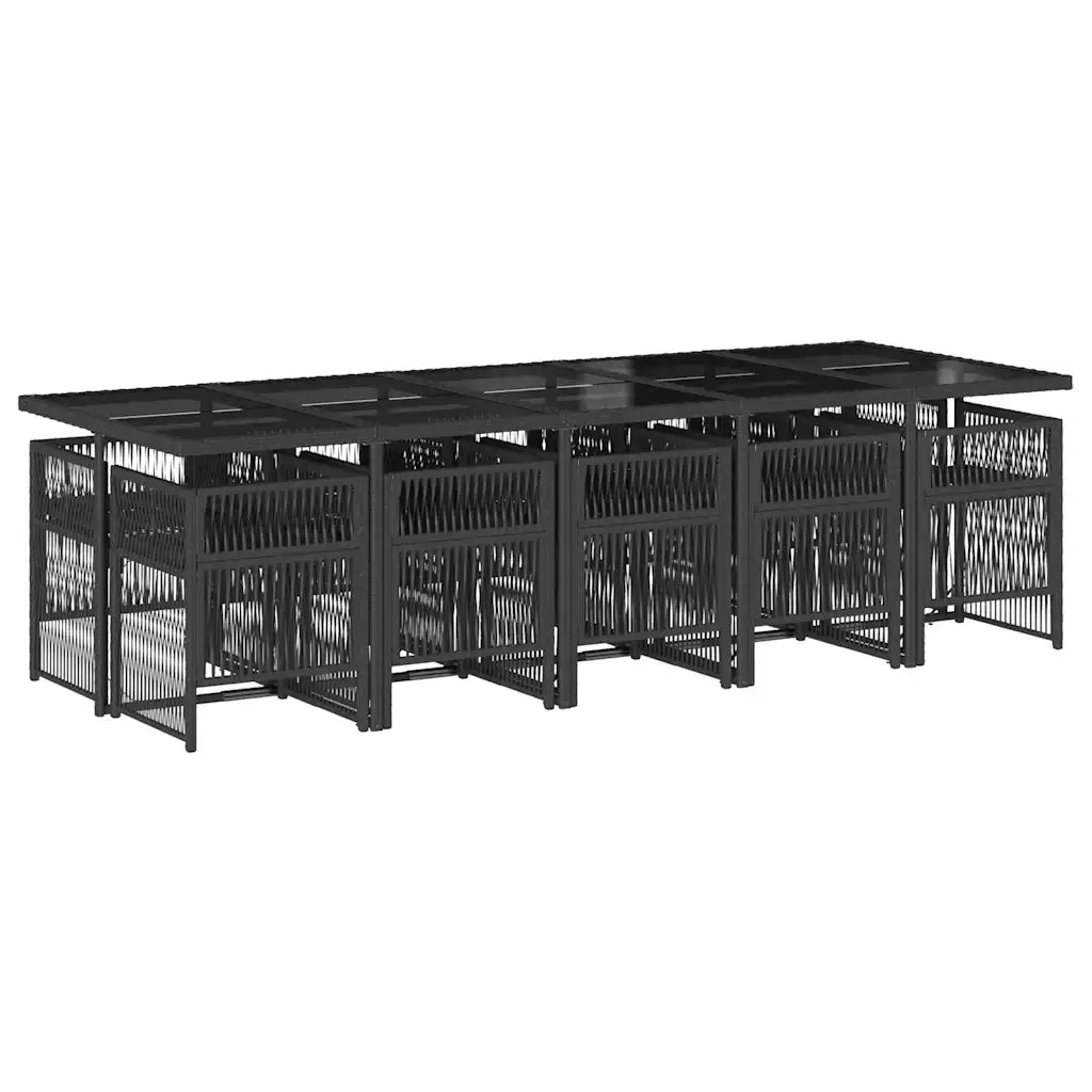 Set da Pranzo da Giardino 11 pz con Cuscini in Polyrattan Nero 3210931