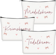 Make-up a strumenti 3-in-1 per donne con borsa a tracolla con slogan e tasche con cerniera
