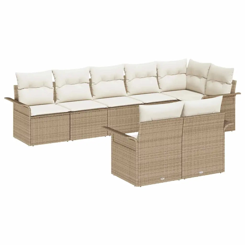 Set Divano da Giardino con archiviazione 8 pcs Beige polyrattan 3354080