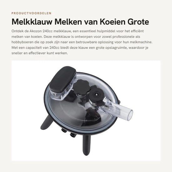 Melkklauw da 240cc Grande Capacità - Accessori di Ricambio - Raccoglitore di Latte Allattamento - Mungitura delle Vacche da Latte - Qualità Nutrizionale - Materiale di Alta Qualità