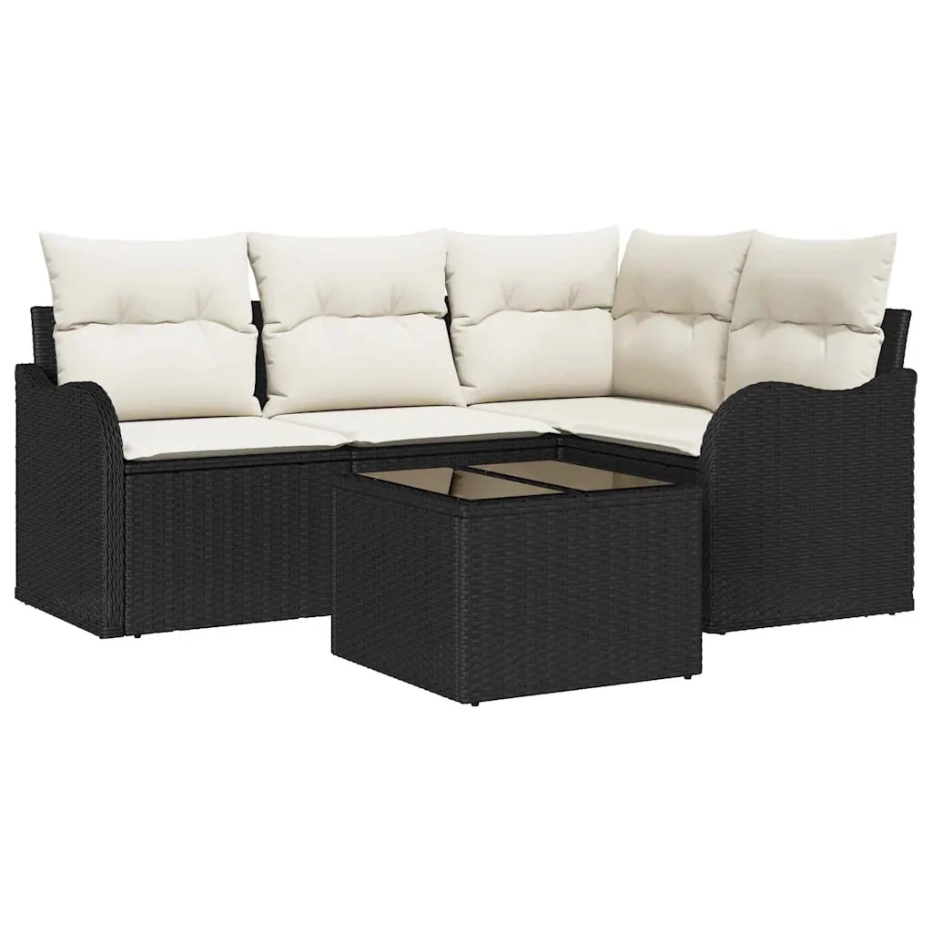 Set Divano da Giardino 5 pcs Marrone polyrattan