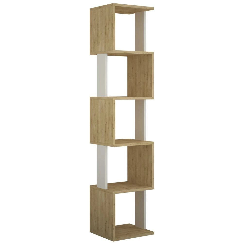 Libreria Design Moderna Scaffale Modulare 5 Ripiani 161x35x30cm Ufficio Quercia