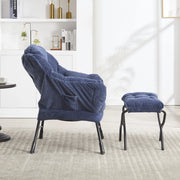 Poltrona Relax con Poggiapiedi e Braccioli ¨C MINIMAL ¨C Tessuto Blu Navy