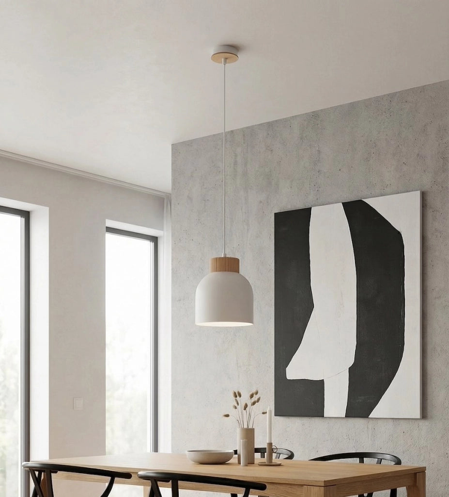 Lampada sospesa VIGO bianca legno 1xE27 Emibig