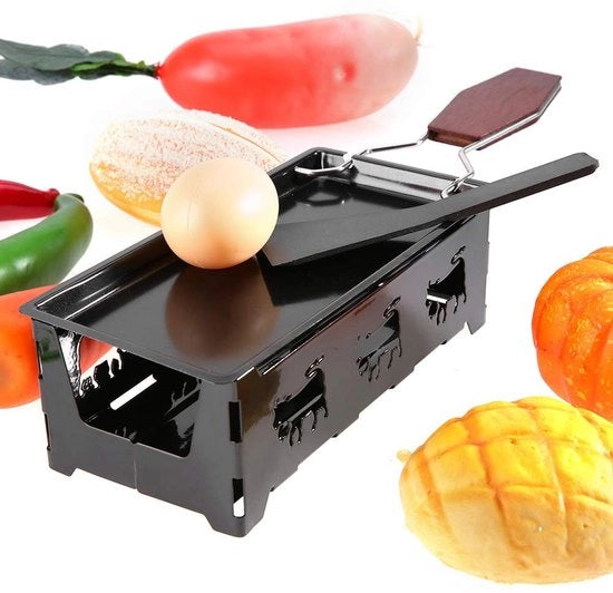 Impianto di griglia portatile Mini - Piastra di cottura con trattamento antiscivolo - Dimensioni 18,5x9,2cm - Incluso spatola - Acciaio di carbonio - Set di griglia
