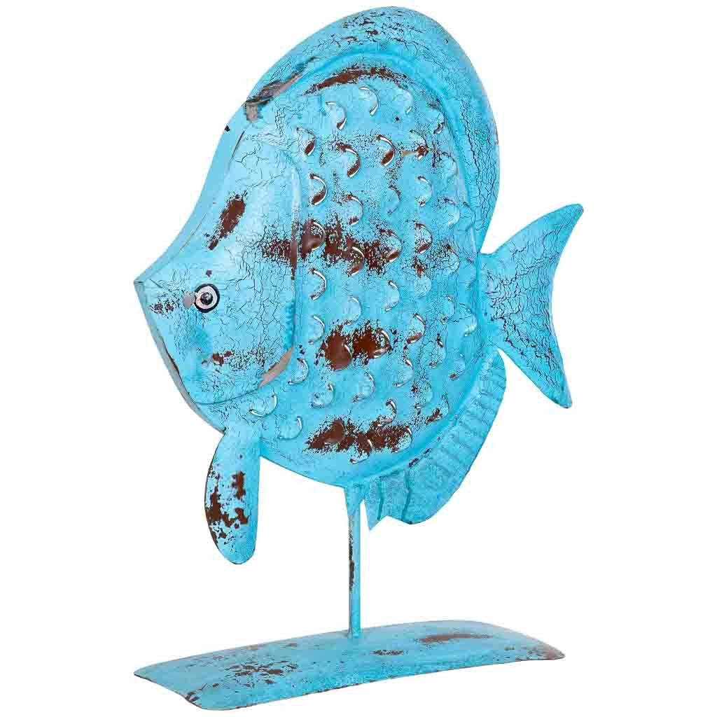 Figura pesce metallo blu 45x15x57h cm