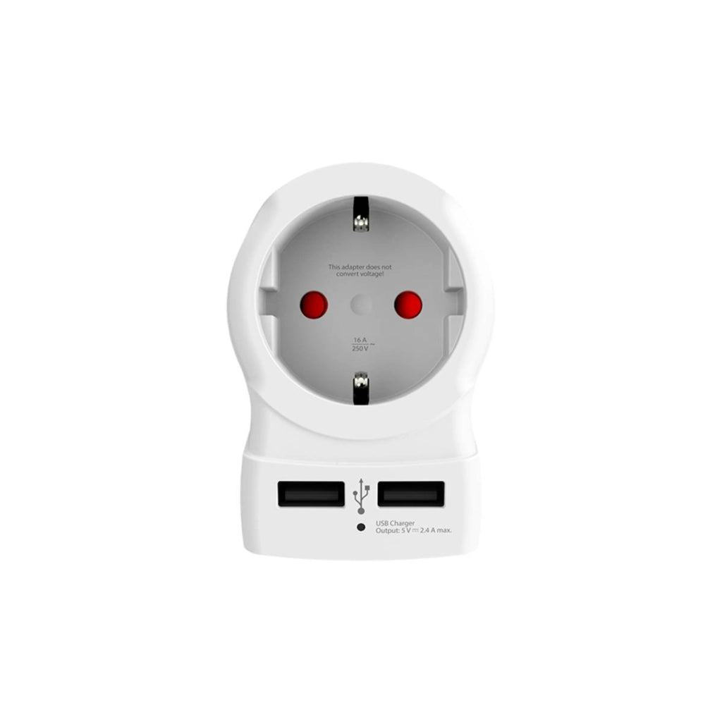 Adattatore da viaggio Europa - USA con 2 USB 15A Bianco Skross