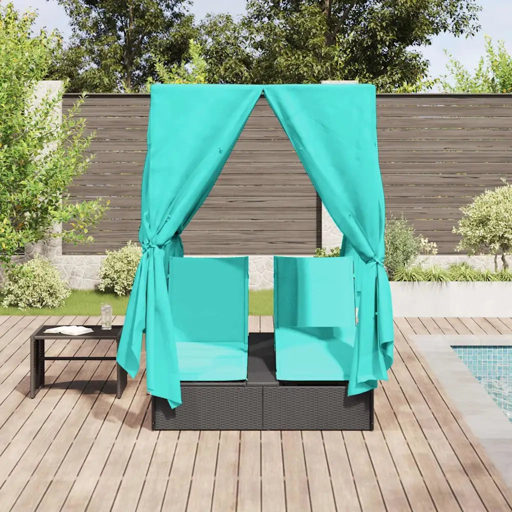 Lettino da sole doppio Turchese 205 x 129 x 200 cm polyrattan 3376135
