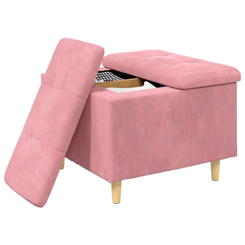 Pouf contenitore con cuscino Rosa 60 x 60 x 45 cm Velluto 876828