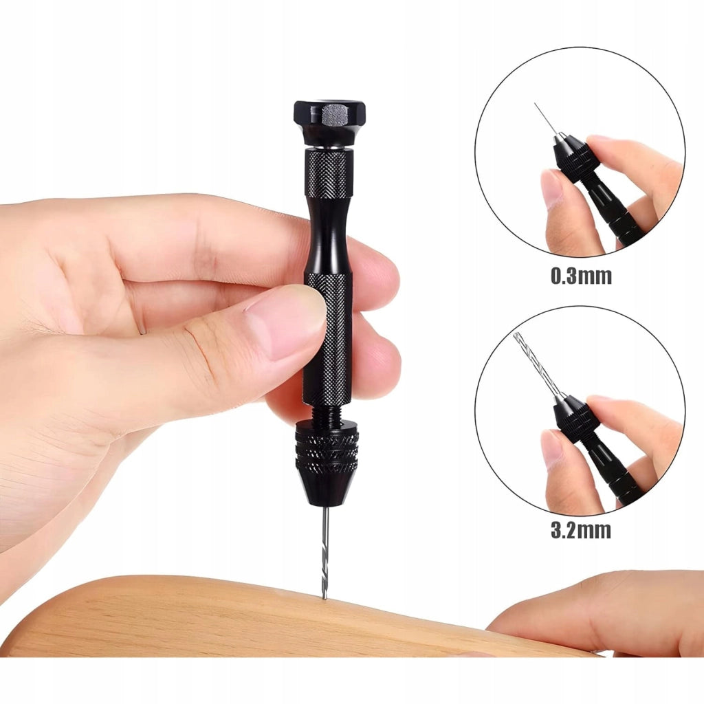 Mini Trapano Manuale Nero – Set 25 Punte 0,5-3mm | Precisione e Ergonomia | Per Legno e Plastica DIY