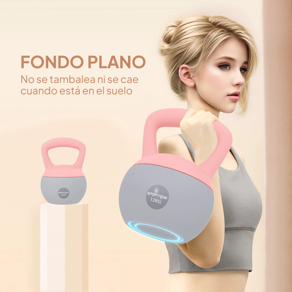 Kettlebell 12 kg ¨C Minimal ¨C Rosa e Grigio 21x21x30 cm