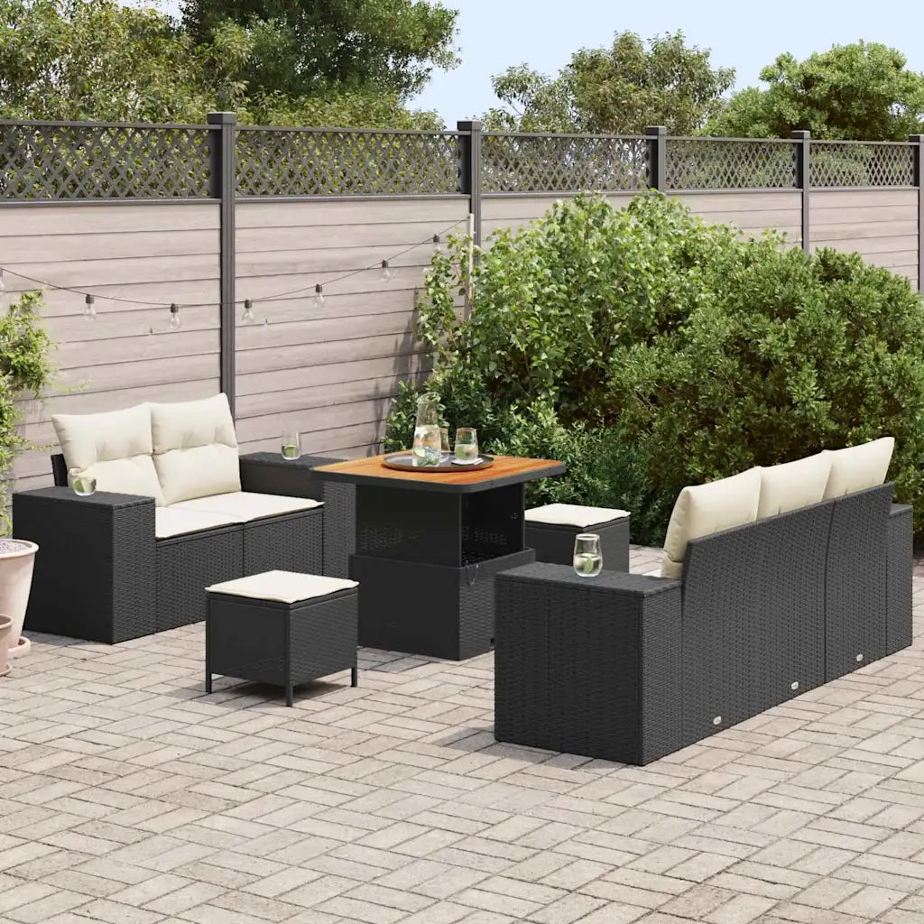 Set Divano da Giardino 8 pcs Nero polyrattan 3361945