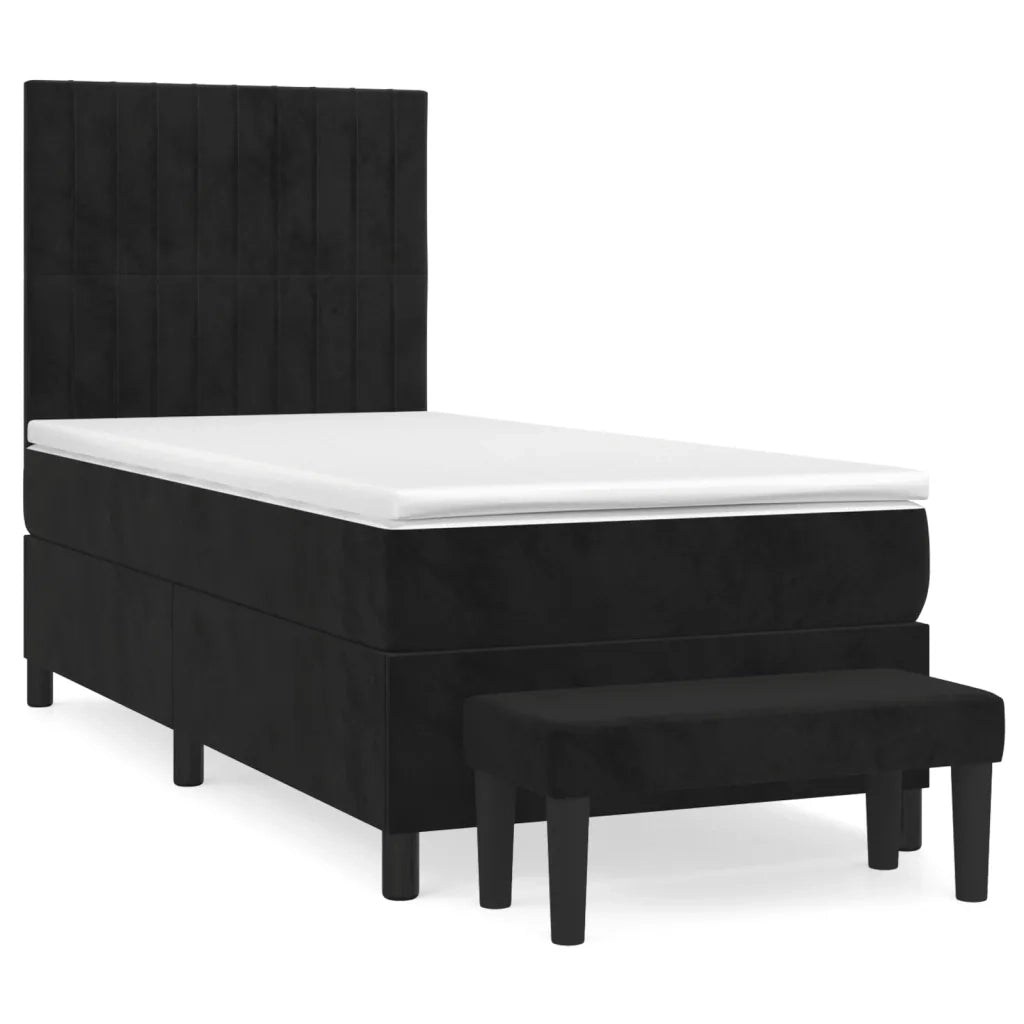 Giroletto a Molle con Materasso Nero 90x190 cm in Velluto 3137937