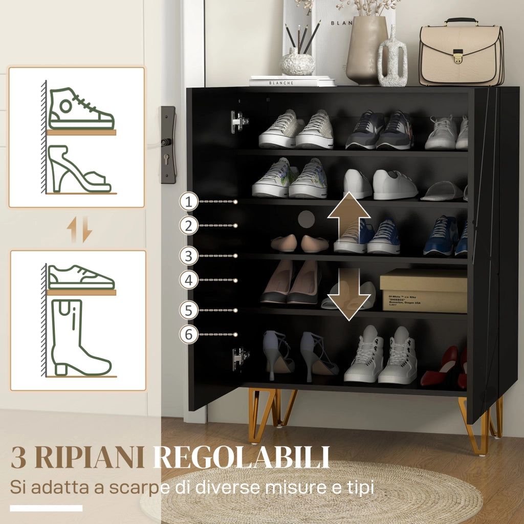 Scarpiera Moderna con Ripiani Regolabili ¨C Minimal ¨C Nero