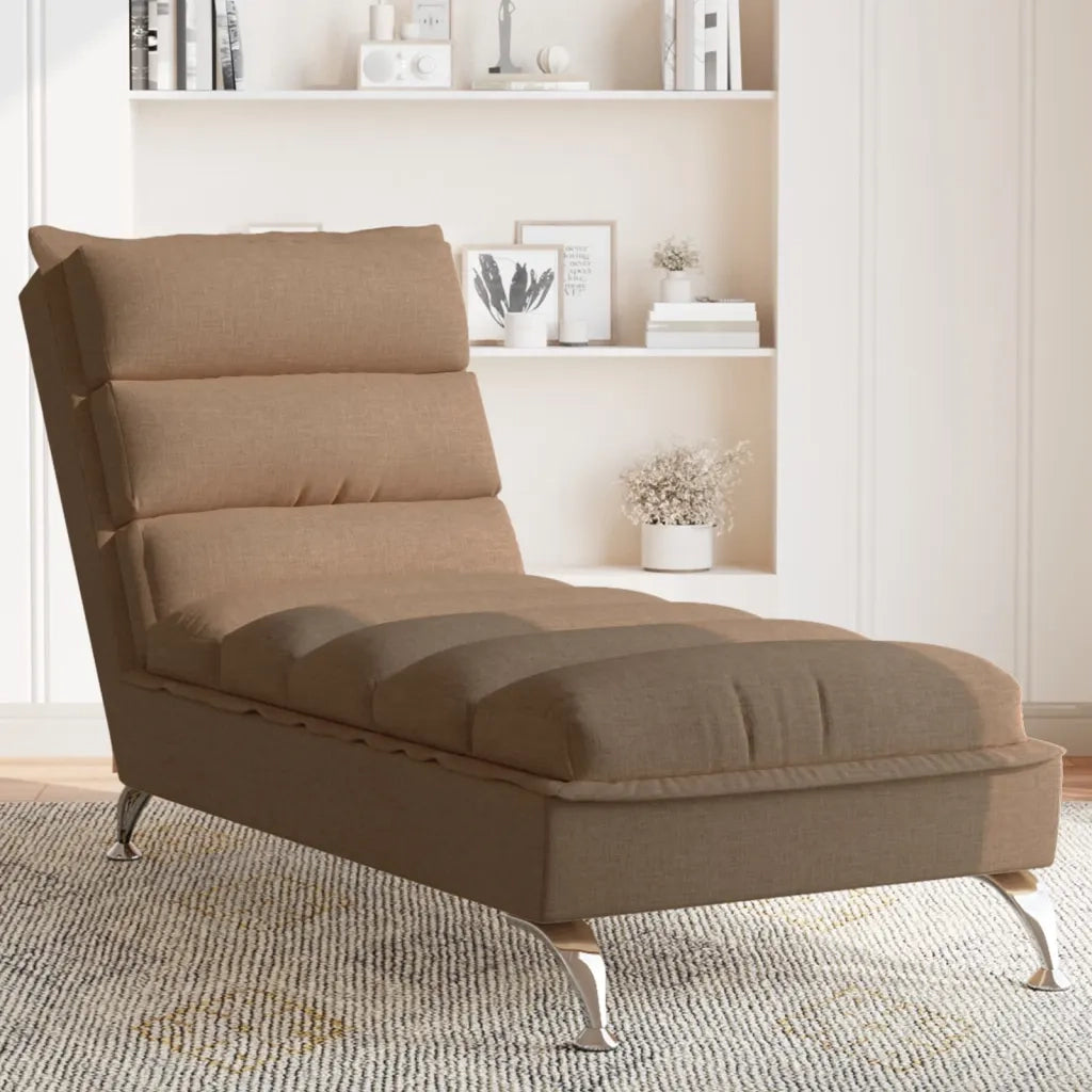 Sdraio con Cuscini Marrone in Tessuto 379471