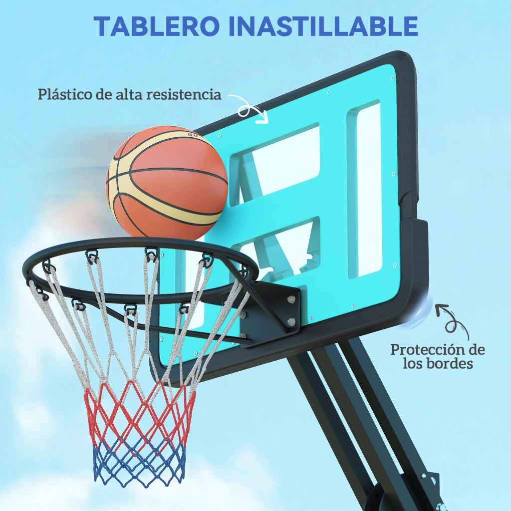 Canestro da Basket Regolabile 146-236 cm con Ruote e Base Riempibile ¨C Minimal ¨C Nero