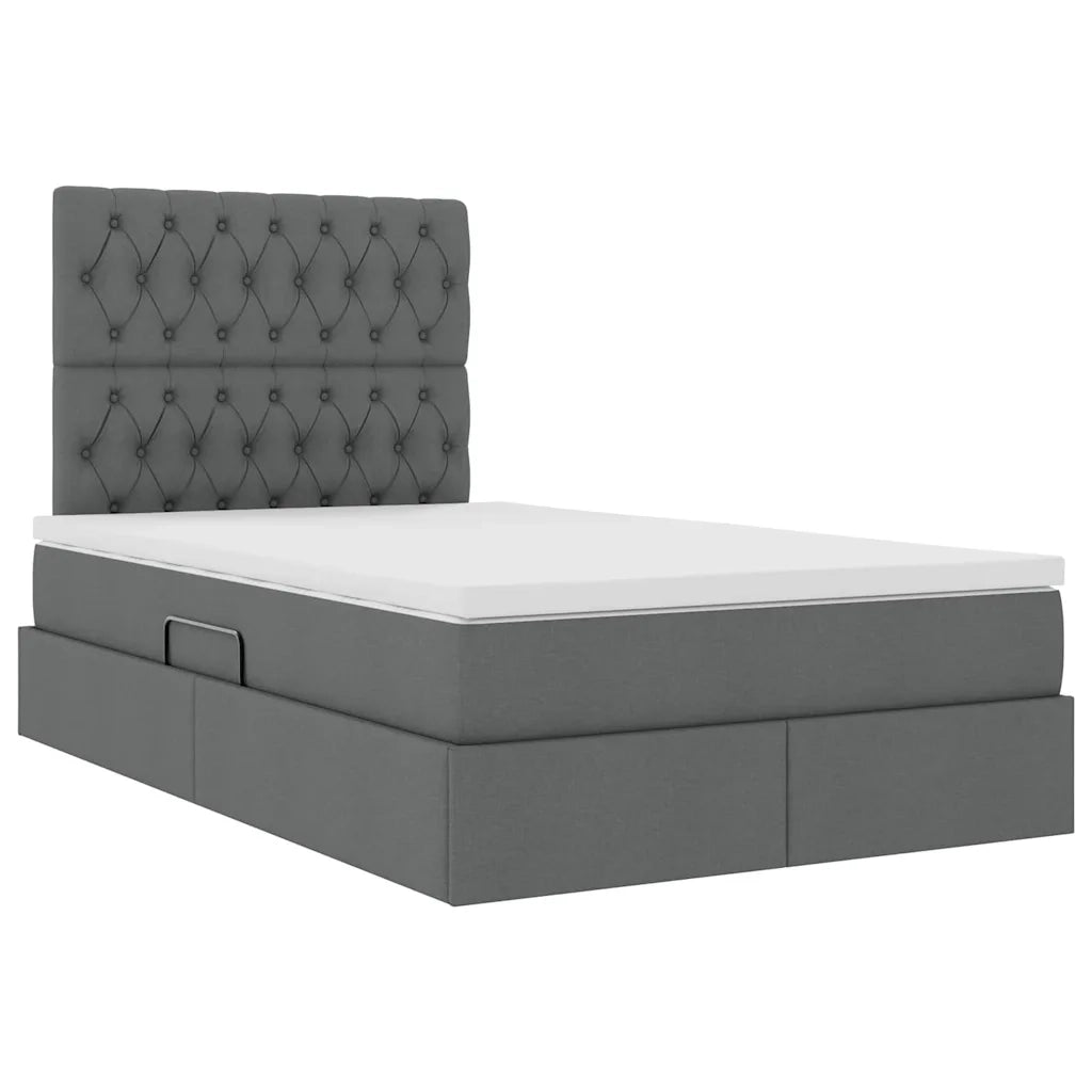 Letto con contenitore e LED con led Grigio scuro 120 x 190 cm