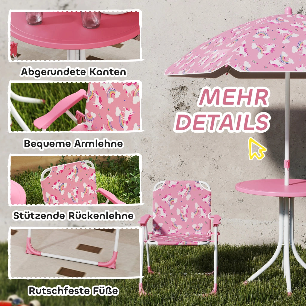 Set Tavolo e Sedie per Bambini con Ombrellone ¨C Minimal ¨C Rosa