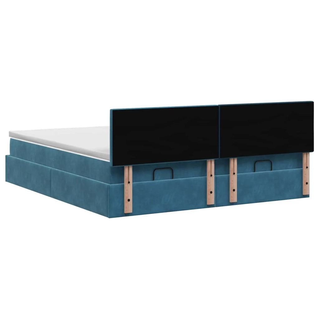 Letto ottomano con materasso 2 pz Blu Scuro Velluto 3456748