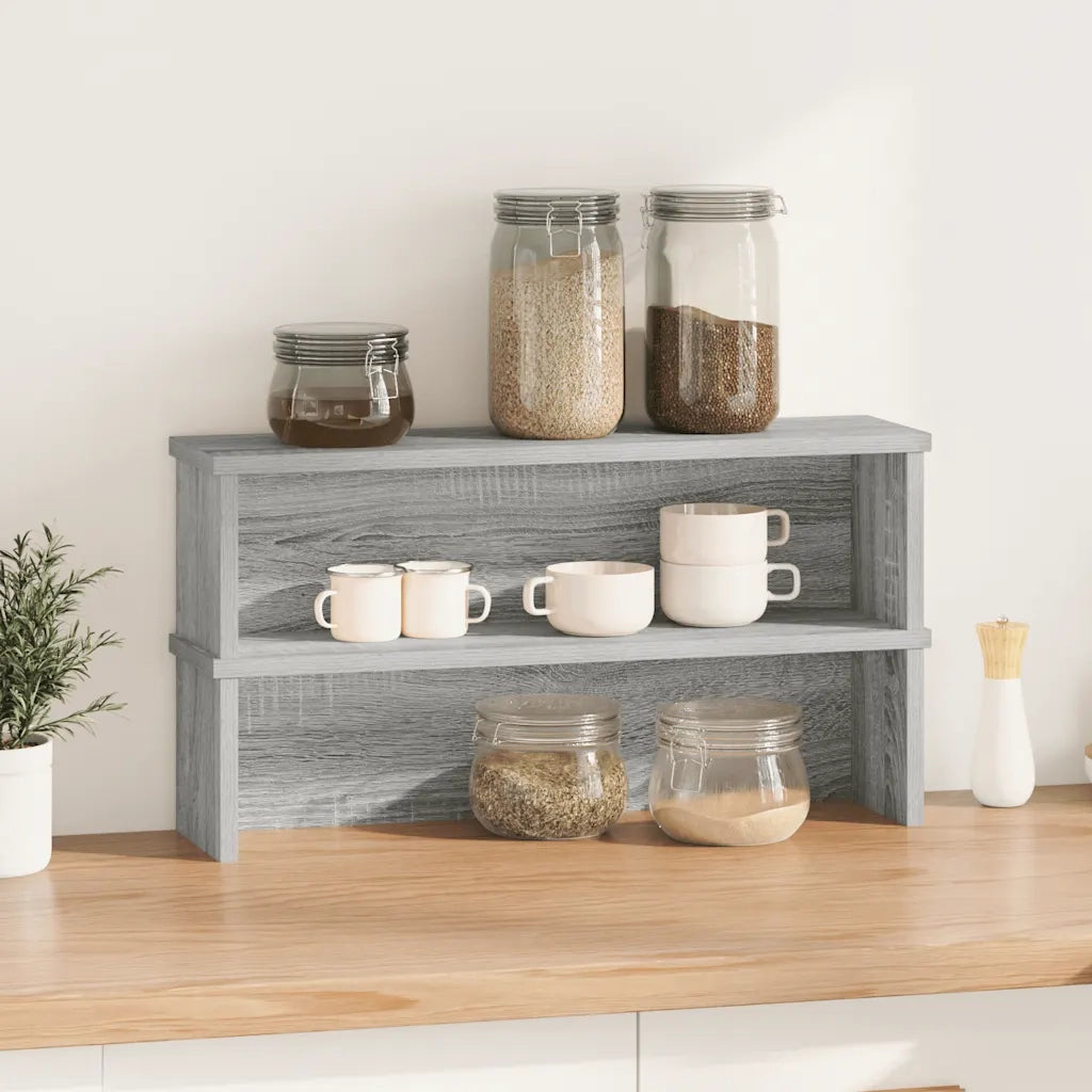 Mensola da cucina-Scaffali da Cucina Impilabili 2 pz Grigio Sonoma 50x15x16 cm