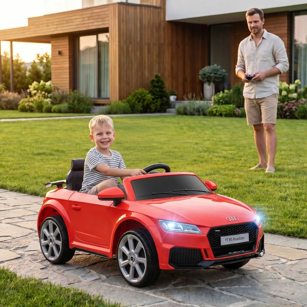 Macchina Elettrica per Bambini Licenza Audi TT con Telecomando e Fari LED Rosso