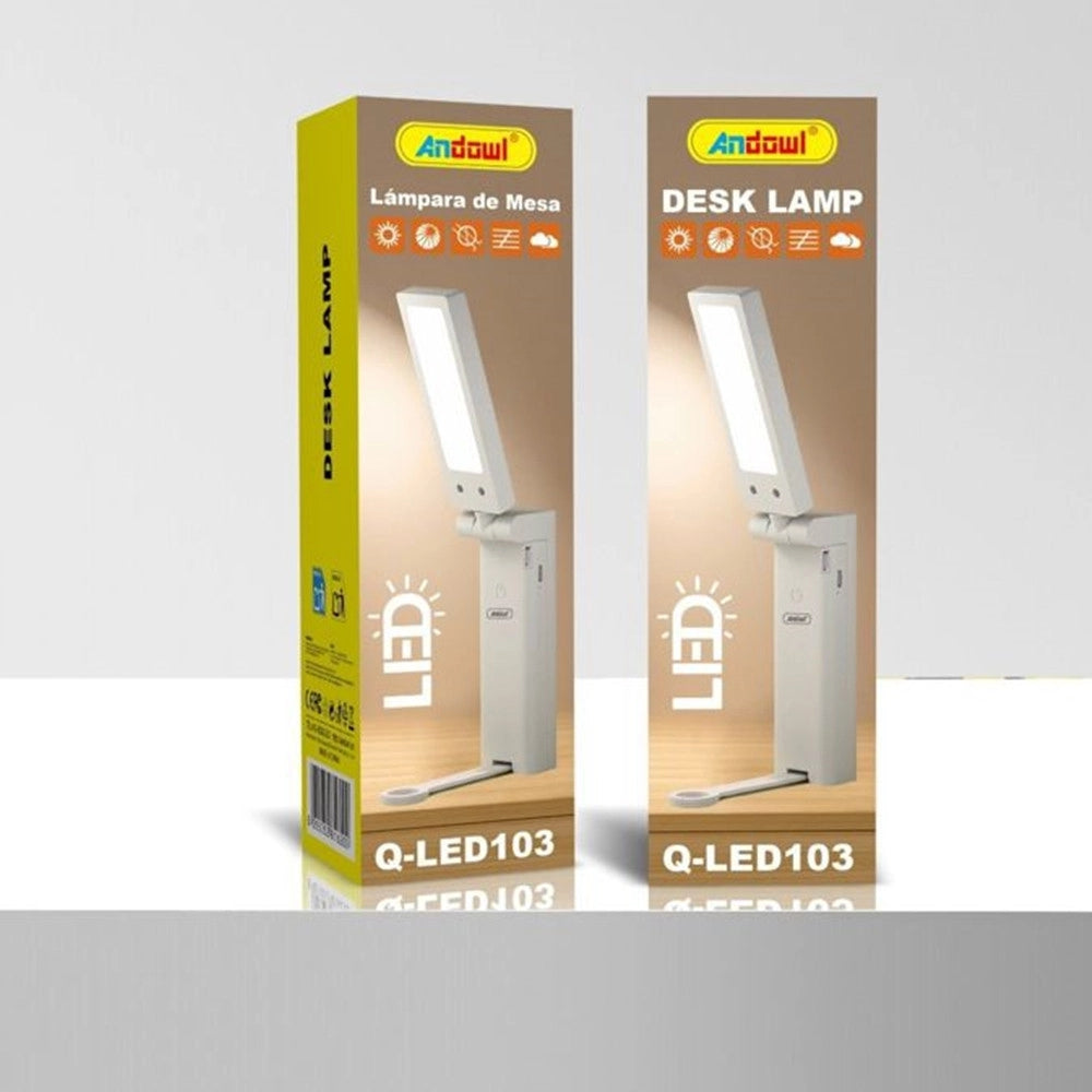 Trade Shop - Lampada Da Scrivania A Led Da Tavolo Ufficio Pieghevole Portatile Ricaricabile Q-led103 -