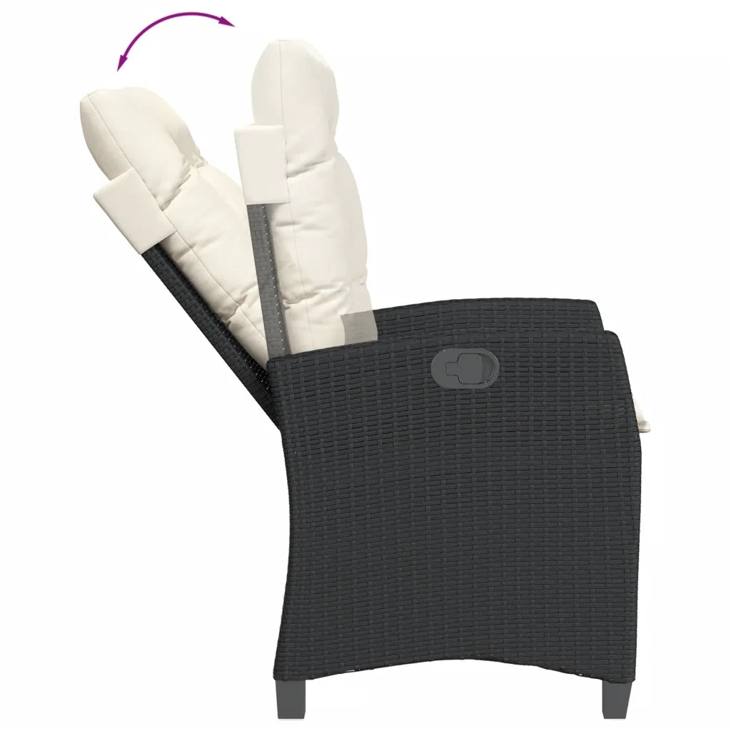 Set da Pranzo da Giardino 7 pz Nero con Cuscini in Polyrattan 3212659
