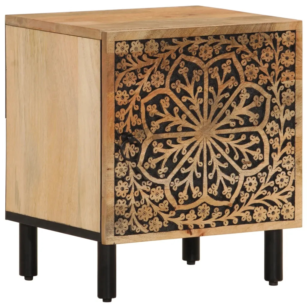 Comodino-Tavolino da notte 40x33x46 cm in Legno Massello di Mango 818311