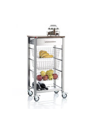 Carrello da cucina con ruote con piano color Ciliegio, ONDA ALUMINIUM