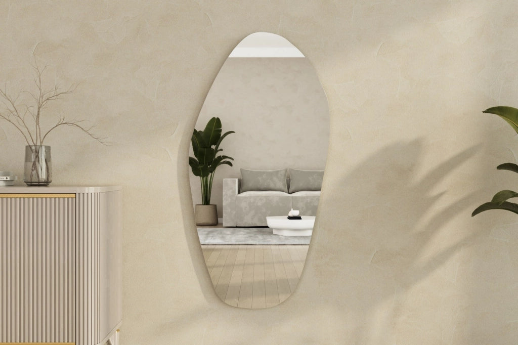 Bultei, Specchio Forma Ovale, 60x120h cm Nero