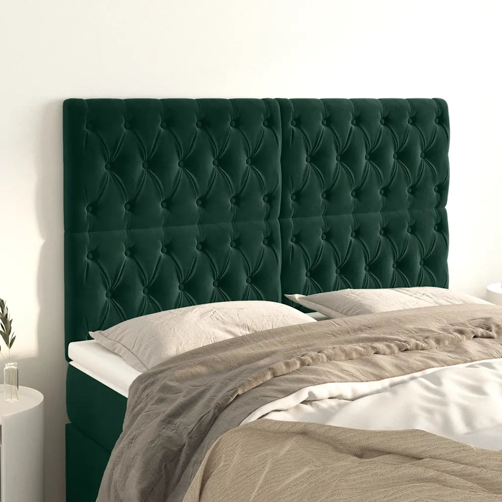 Testiera | Testata Verde Scuro 144x7x118/128 cm Velluto