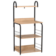 Mobile Cucina Eta'g¨¨re Microonde ¨C Zephmum ¨C Effetto Legno Naturale Struttura Acciaio Nero