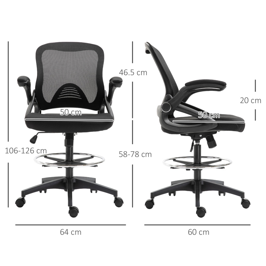 Sedia da Ufficio con Schienale Rete e Braccioli ¨C Minimal ¨C Nera 64x60x106-126 cm