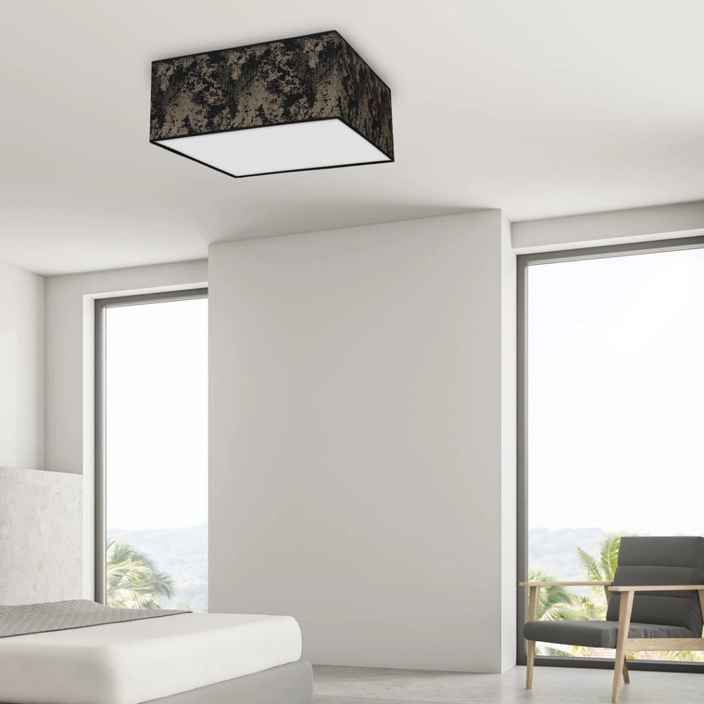 Plafoniera SATINO quadrata 3xE27 nera 50cm Milagro