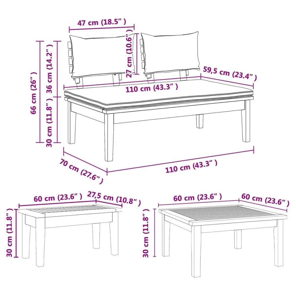 Set Divano da Giardino 3 pcs Marrone e Grigio 3356867