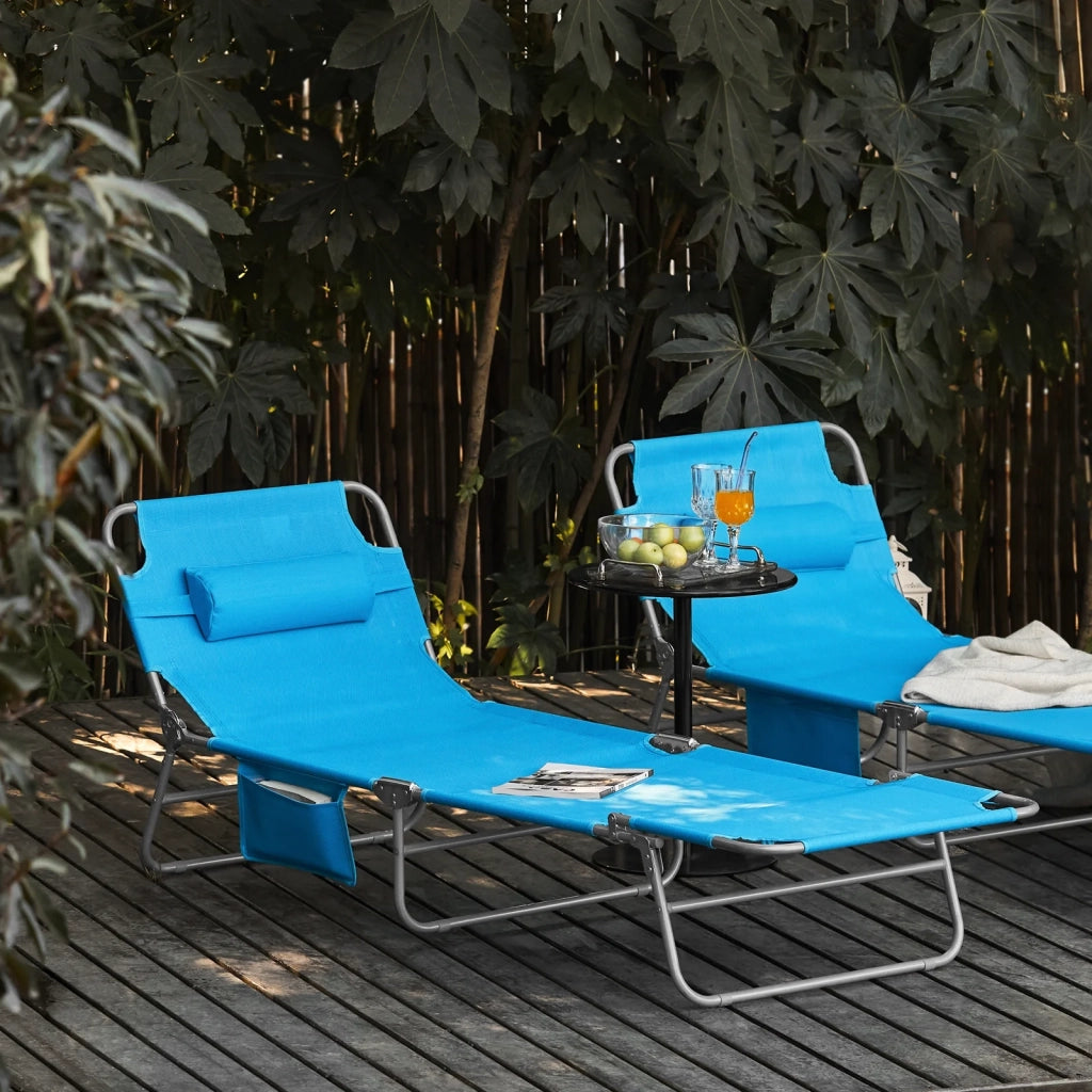 Sdraio pieghevole,lettino prendisole,schienale reclinabile,2 pezzi, Blu OGS35-Bx2