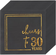 50 Serviette Decorative in Nero e Oro per Festa di Compleanno