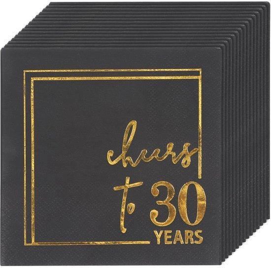 50 Serviette Decorative in Nero e Oro per Festa di Compleanno