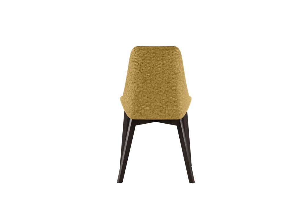 Sedia Vera da pranzo con seduta e schienale in tessuto giallo e struttura in legno massello di noce - Design classico contemporaneo