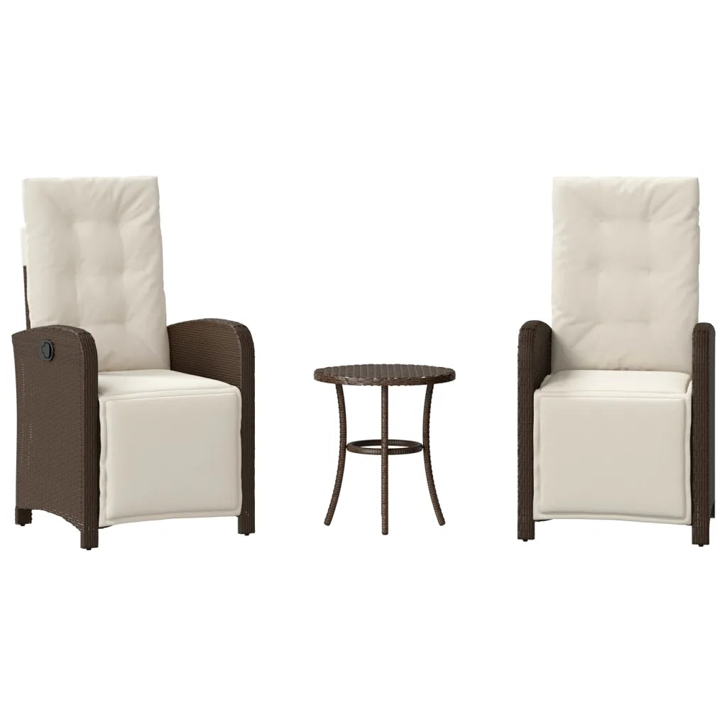Set Bistrò 3 pz con Cuscini Marrone in Polyrattan 365202