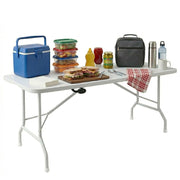Essence - Tavolo da giardino pieghevole 180x74x70 cm da campeggio picnic portatile in resina bianco