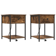 Set di 2 Comodini | Armadio da Notte | Mobiletto da notte con cassetto Rovere fum¨¦ 42 x 41 x 56 cm