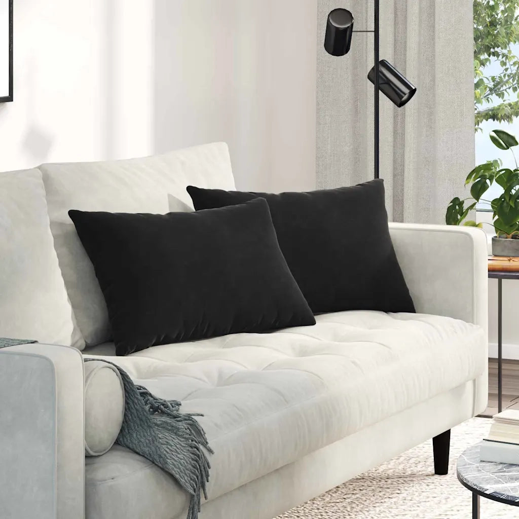 Cuscini da Divano 2 pz-Set di 2 Cuscini per Sofa Nero 60 x 40 cm Tessuto in Cords
