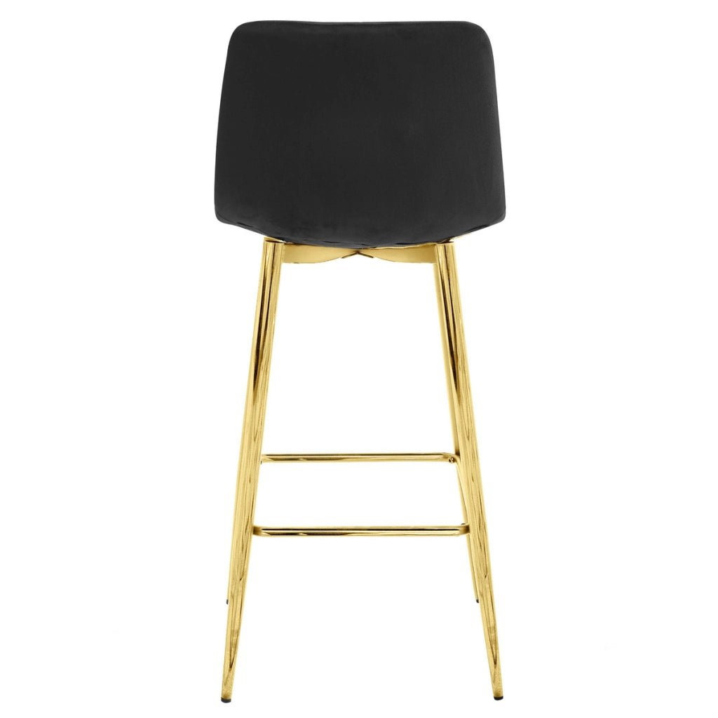 Set di 3 Sgabelli Nado in Velluto Nero e Gambe Oro