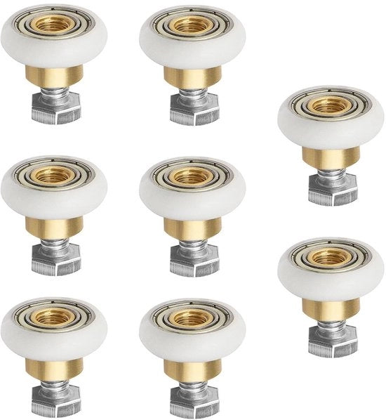 Rulli di scorrimento per porte 20 mm - 8 pezzi - Nylon/Acciaio inossidabile - Rulli a scorrimento - Rulli di ricambio - Resistenti alla corrosione